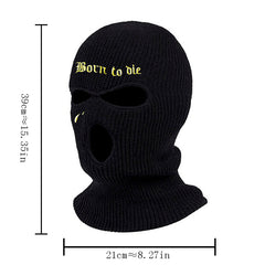 Unisex Thermal Winter Knitted Mask Born To Die Embroidery Full Face Cover