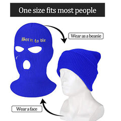 Unisex Thermal Winter Knitted Mask Born To Die Embroidery Full Face Cover