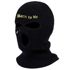 Unisex Thermal Winter Knitted Mask Born To Die Embroidery Full Face Cover