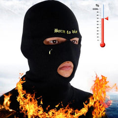 Unisex Thermal Winter Knitted Mask Born To Die Embroidery Full Face Cover