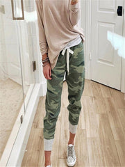 Camo Print Jogger Pants Drawstring Casual Pants