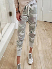 Camo Print Jogger Pants Drawstring Casual Pants