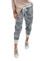 Camo Print Jogger Pants Drawstring Casual Pants
