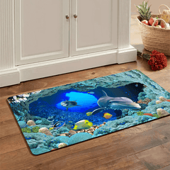 3D Kitchen Rug Dolphin Ocean Fish Printing Floor Mat