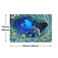 3D Kitchen Rug Dolphin Ocean Fish Printing Floor Mat