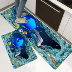 3D Kitchen Rug Dolphin Ocean Fish Printing Floor Mat