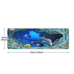 3D Kitchen Rug Dolphin Ocean Fish Printing Floor Mat