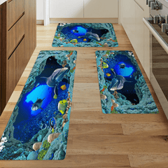 3D Kitchen Rug Dolphin Ocean Fish Printing Floor Mat