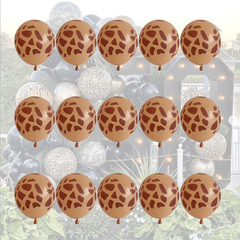 15pcs 12" Skin Tone Giraffe Spotted Animal Latex Balloon Forest Theme Decoration