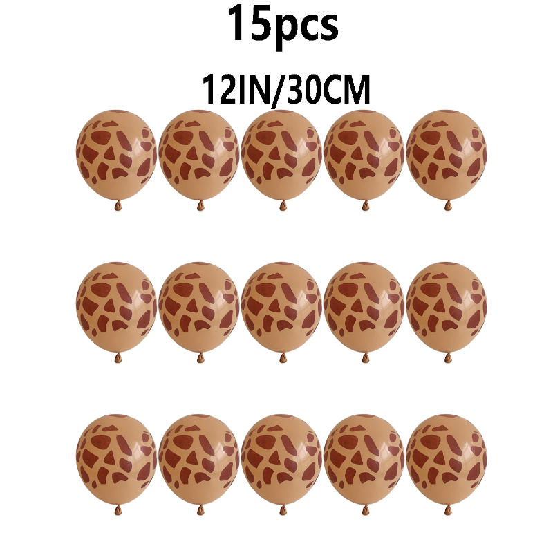 15pcs 12" Skin Tone Giraffe Spotted Animal Latex Balloon Forest Theme Decoration