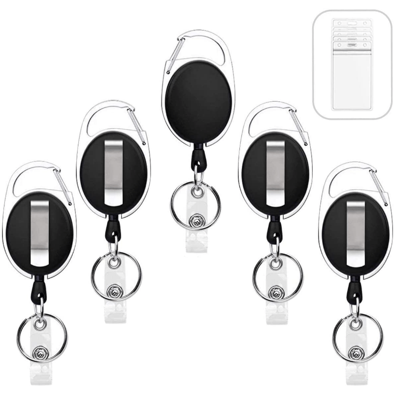 Nylon Drawstring Retractable Keychain ID Buckle