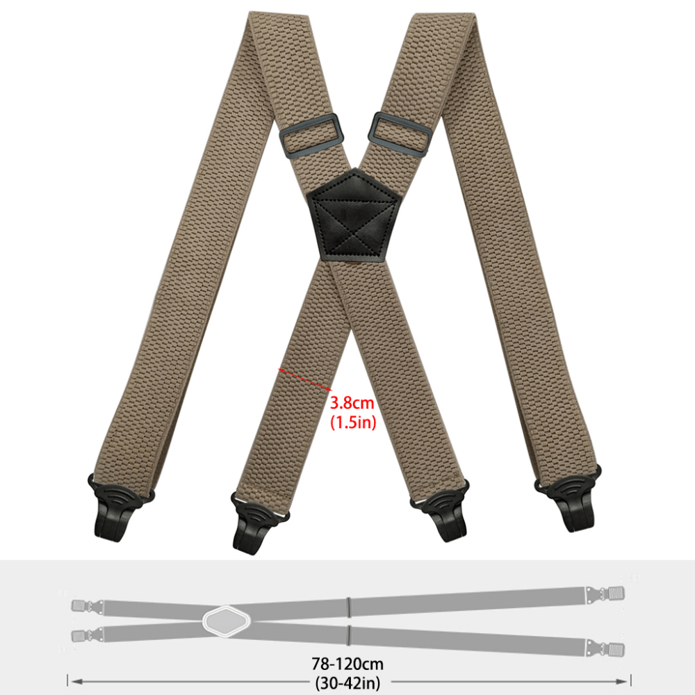 Airport Friendly Suspenders For Men 1.5 inch Wide X-back