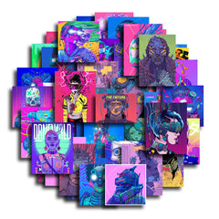 48pcs Cyberpunk Doodle Graffiti Stickers DIY Stationery Computer Stickers