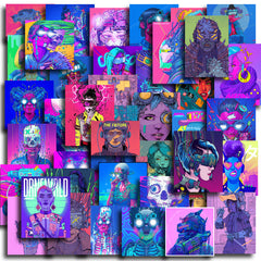 48pcs Cyberpunk Doodle Graffiti Stickers DIY Stationery Computer Stickers