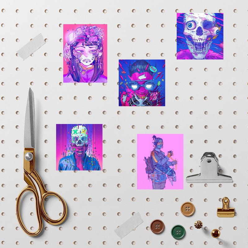 48pcs Cyberpunk Doodle Graffiti Stickers DIY Stationery Computer Stickers