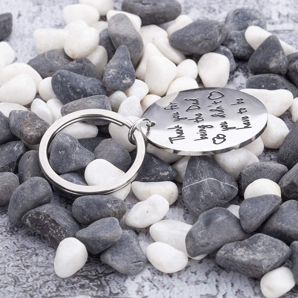 Stainless Steel Key Chain With Carved Pendant - Perfect Gift For Father's Day
