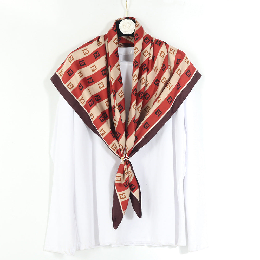 Vintage Printed Silk Square Scarf Breathable Turban Shawl