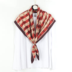 Vintage Printed Silk Square Scarf Breathable Turban Shawl