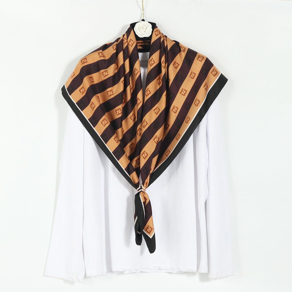 Vintage Printed Silk Square Scarf Breathable Turban Shawl