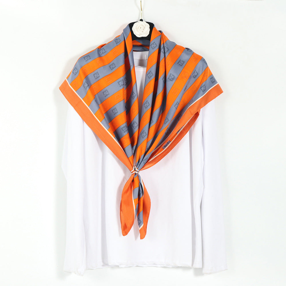 Vintage Printed Silk Square Scarf Breathable Turban Shawl