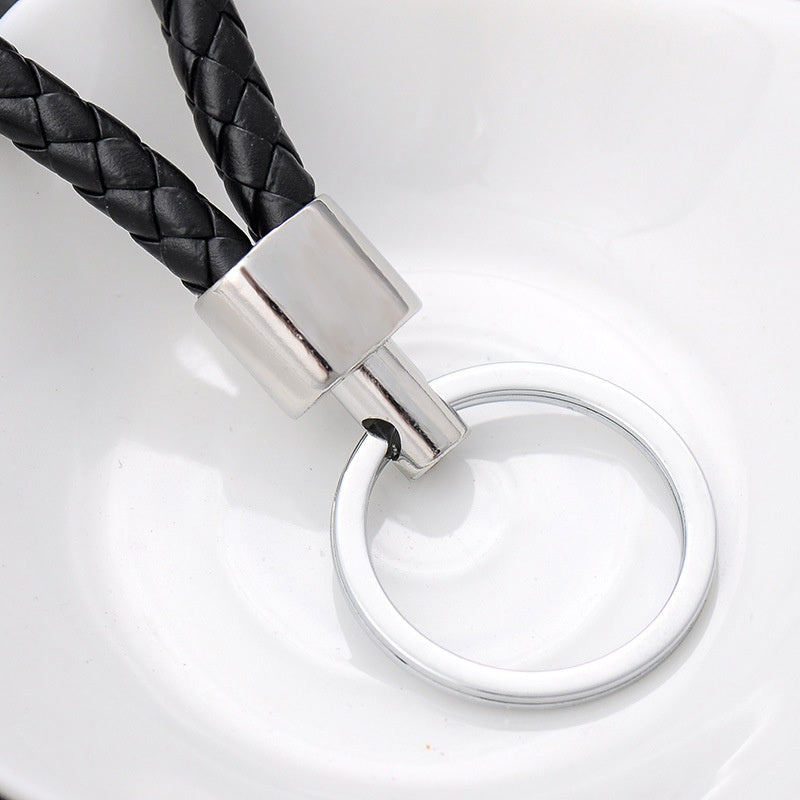 Men's Leather Rope Woven Keychain