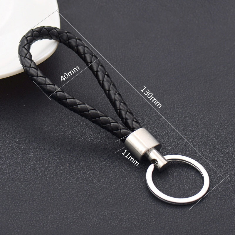 Men's Leather Rope Woven Keychain