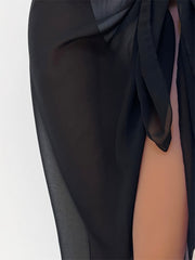 Solid Sheer Butt & Bra Cover Up Wrap Beachwear