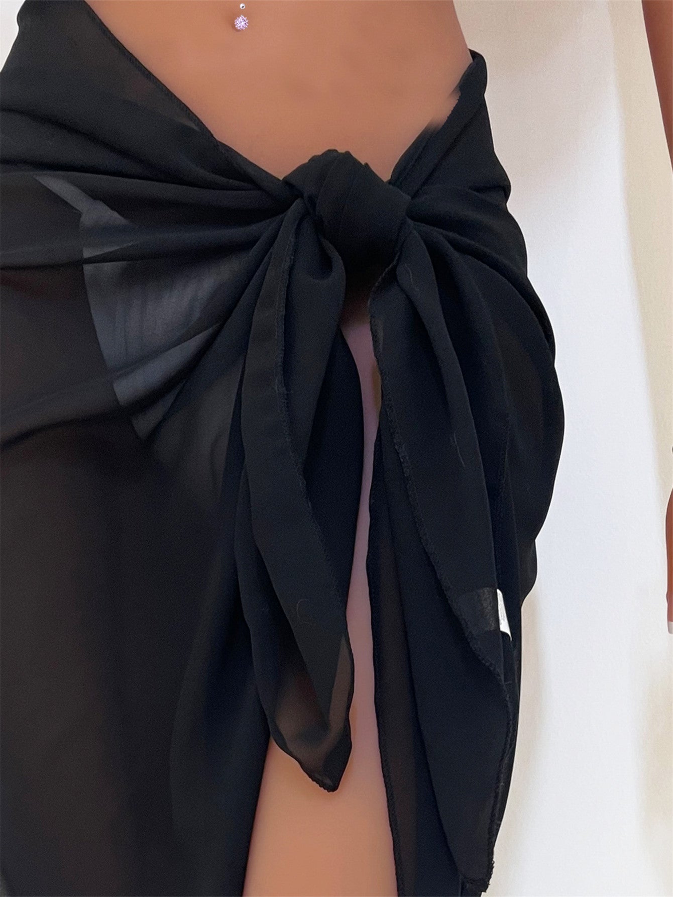 Solid Sheer Butt & Bra Cover Up Wrap Beachwear