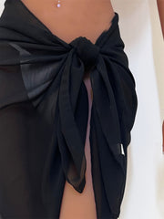 Solid Sheer Butt & Bra Cover Up Wrap Beachwear