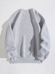 Letter Print Crew Neck Long Sleeve Sweatshirt Fall Pullover