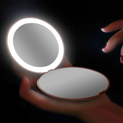 Compact LED Vanity Mirror with Magnifying Glass