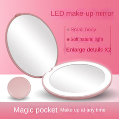 Compact LED Vanity Mirror with Magnifying Glass