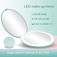 Compact LED Vanity Mirror with Magnifying Glass