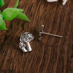 Vintage Mushroom Stud Earrings All Match Jewelry Gift 1 Pair