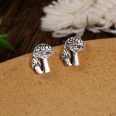 Vintage Mushroom Stud Earrings All Match Jewelry Gift 1 Pair