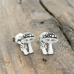 Vintage Mushroom Stud Earrings All Match Jewelry Gift 1 Pair