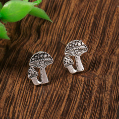Vintage Mushroom Stud Earrings All Match Jewelry Gift 1 Pair