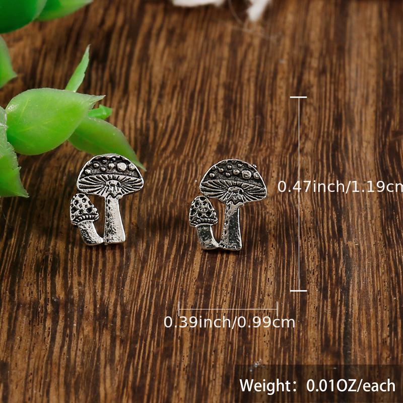 Vintage Mushroom Stud Earrings All Match Jewelry Gift 1 Pair