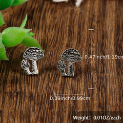 Vintage Mushroom Stud Earrings All Match Jewelry Gift 1 Pair