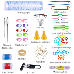 Multicolor Aluminum Crochet Hook Knitting Needles Set with Case