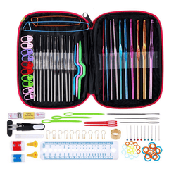 Multicolor Aluminum Crochet Hook Knitting Needles Set with Case