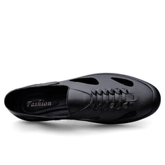 Men's Leather Twist Sandals Lightweight Rubber Sole Slides Slippers