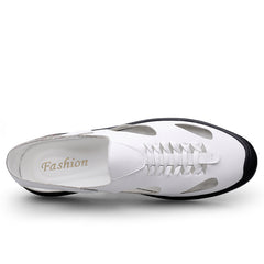 Men's Leather Twist Sandals Lightweight Rubber Sole Slides Slippers