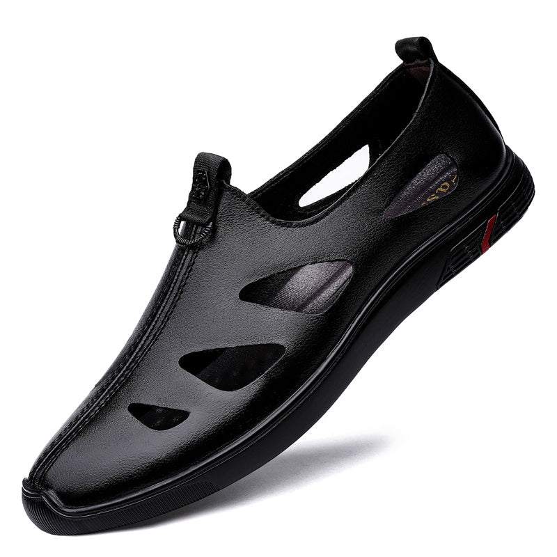 Men's Leather Sandals Lightweight Shoes Rubber Sole Casual Closed Toe