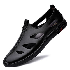 Men's Leather Sandals Lightweight Shoes Rubber Sole Casual Closed Toe