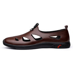 Men's Leather Sandals Lightweight Shoes Rubber Sole Casual Closed Toe