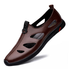 Men's Leather Sandals Lightweight Shoes Rubber Sole Casual Closed Toe