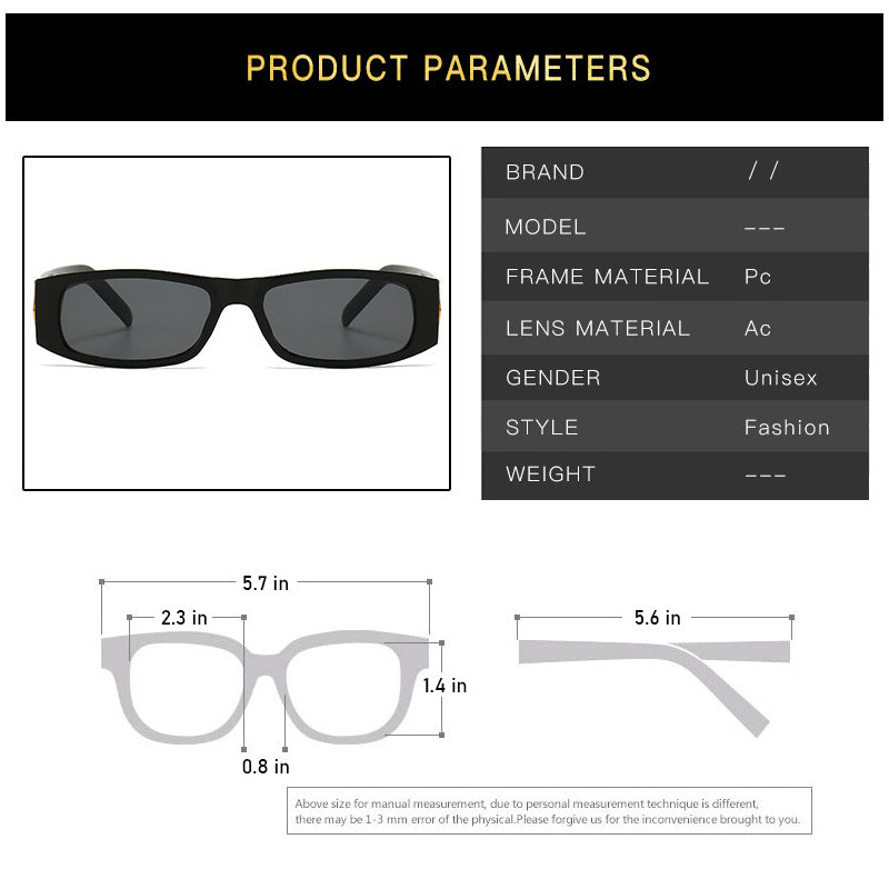 Vintage Rectangle Sunglasses Small Eyewear Men Women Glasses