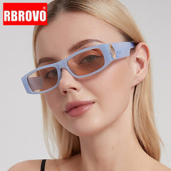 Vintage Rectangle Sunglasses Small Eyewear Men Women Glasses