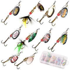 10pcs Fishing Spinners & Lures Kit Trout Pike Perch Bass Salmon